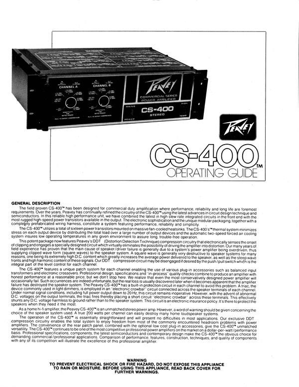 Product picture Peavey CS 400 C  Stereo Power Amplifier
